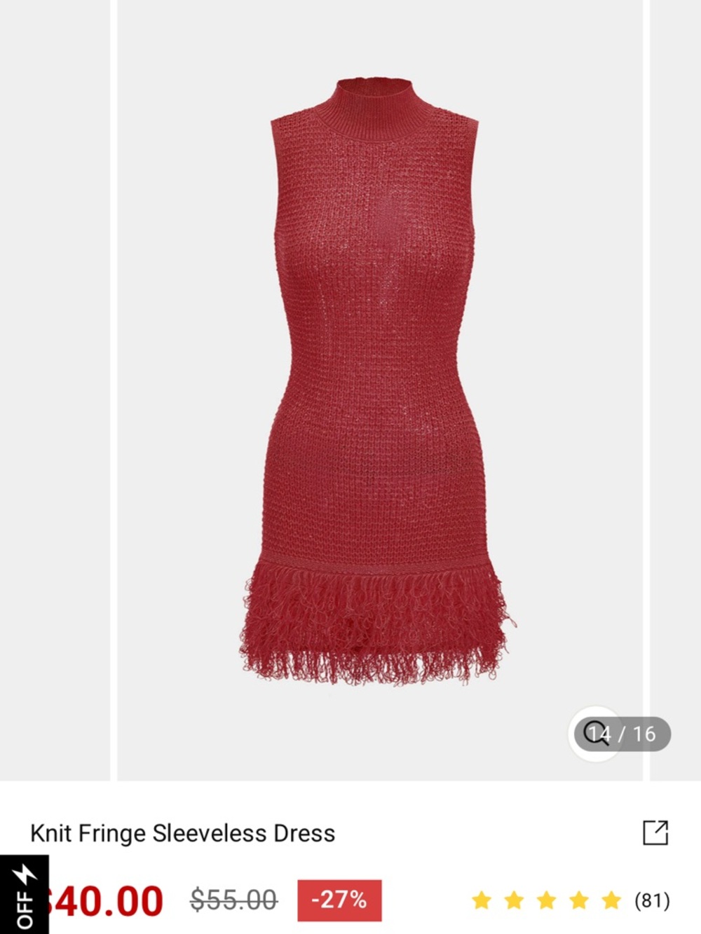 Micas Sleeveless Knit Fringe Dress in Red